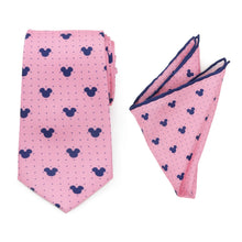 Load image into Gallery viewer, Disney Mickey Mouse Dot Pink Tie and Pocket Square Gift Set