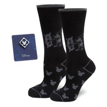 Load image into Gallery viewer, Disney Mickey Mouse Steamboat Willie Sock and Mickey Blue Lapel Pin Gift Set