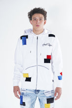 Load image into Gallery viewer, F5715 Frost Patchwork Zip Up Hoodie - White