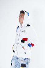 Load image into Gallery viewer, F5715 Frost Patchwork Zip Up Hoodie - White