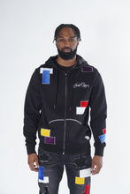 Load image into Gallery viewer, F5715 Frost Patchwork Zip Up Hoodie - Black