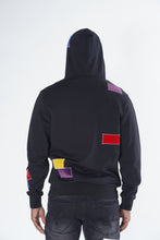 Load image into Gallery viewer, F5715 Frost Patchwork Zip Up Hoodie - Black
