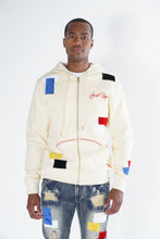 Load image into Gallery viewer, F5715 Frost Patchwork Zip Up Hoodie - Natural