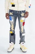 Load image into Gallery viewer, F1715 Frost Patchwork Denim Shredded Jeans - Dirt