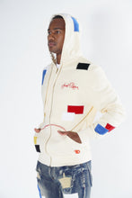 Load image into Gallery viewer, F5715 Frost Patchwork Zip Up Hoodie - Natural