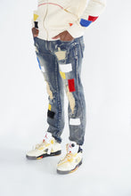 Load image into Gallery viewer, F1715 Frost Patchwork Denim Shredded Jeans - Dirt