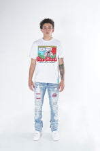Load image into Gallery viewer, F1756 Denim Jeans w/ Rhinestones & Bottom Leg Zipper - Light Wash/Pink