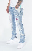 Load image into Gallery viewer, F1756 Denim Jeans w/ Rhinestones & Bottom Leg Zipper - Light Wash/Pink