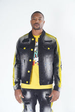 Load image into Gallery viewer, M1038 Paint Stroke Denim Jacket - Black Wash