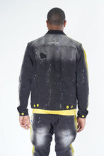 Load image into Gallery viewer, M1038 Paint Stroke Denim Jacket - Black Wash