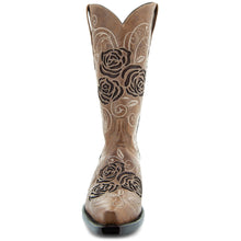 Load image into Gallery viewer, Tan Rose Inlayed Women's Cowgirl Boots (M50032)