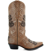 Load image into Gallery viewer, Tan Rose Inlayed Women's Cowgirl Boots (M50032)