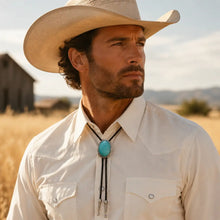 Load image into Gallery viewer, Deadwood Frontier Oval (Turquoise) - Bolo Tie