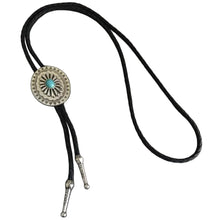 Load image into Gallery viewer, Deadwood Silver Sunburst (Turquoise) - Bolo Tie