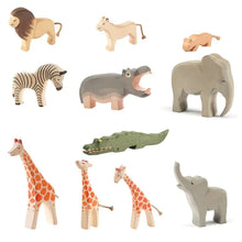 Load image into Gallery viewer, Wooden Animal Figures Handcrafted Elephant Lion Giraffe Toys - # BOT&G512610002