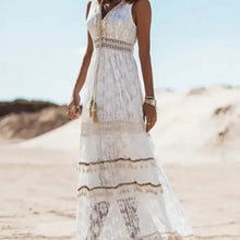 Load image into Gallery viewer, Lace-Trimmed V-Neck Maxi Dress