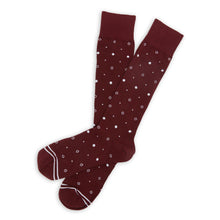 Load image into Gallery viewer, Maroon Mixed Dot Dress Socks
