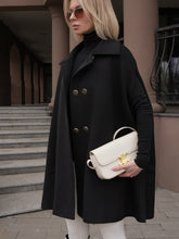 Load image into Gallery viewer, Paris Cashmere Bland Cape Coat in Black