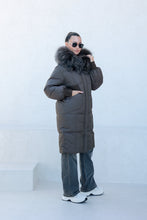 Load image into Gallery viewer, Lauren Genuine Fur Trim Down Fill Coat in Tobacco