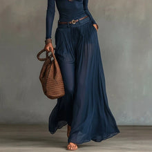 Load image into Gallery viewer, Asymmetrical Shoulder Long Sleeve Dress Set – Belted A-Line Maxi Dress