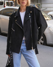 Load image into Gallery viewer, Dakota Eco Suede Aviator Jacket in Black