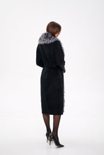 Load image into Gallery viewer, Genuine Silver Fox Virgin Wool Wrap Coat in Black