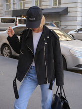 Load image into Gallery viewer, Dakota Eco Suede Aviator Jacket in Black