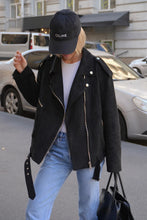 Load image into Gallery viewer, Dakota Eco Suede Aviator Jacket in Black