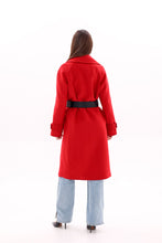 Load image into Gallery viewer, Karina Belted Wool Cashmere Blend Overcoat in Ruby