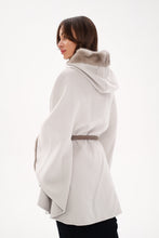 Load image into Gallery viewer, Genuine Mink Fur Double Face Wool Hooded Poncho