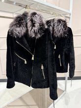 Load image into Gallery viewer, Bari Genuine Astrakhan Silver Fox Trim Coat