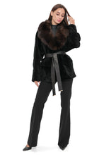 Load image into Gallery viewer, Modena Genuine Astrakhan Polar Fox Trim Coat