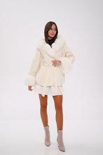Load image into Gallery viewer, Genuine Polar Fox Fur Wool Hooded Coat
