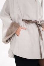 Load image into Gallery viewer, Genuine Mink Fur Double Face Wool Hooded Poncho