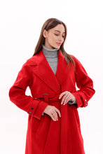 Load image into Gallery viewer, Karina Belted Wool Cashmere Blend Overcoat in Ruby