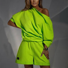 Load image into Gallery viewer, Women's One-Shoulder Hoodie & Pants Two-Piece Set