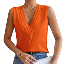 Load image into Gallery viewer, Women's Layered V-Neck Surplice Tank Top – Sleeveless Pleated Wrap-Front Solid Color