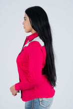 Load image into Gallery viewer, Ladies Cotton Red Embroidery Western Shirt With Suede