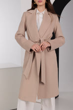 Load image into Gallery viewer, Geneva Classic Wraparound Wool Blend Overcoat in Beige