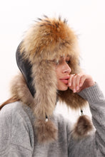Load image into Gallery viewer, Genuine Racoon Fur Genuine Leather Hat