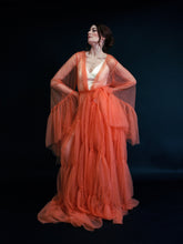 Load image into Gallery viewer, Tulle Ruffled Sleeves Layered Fringe Long Robe Dress