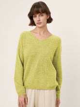 Load image into Gallery viewer, Mongolian Cashmere & Mulberry Silk Seamless Ribbed Trim V-Neck Sweater TESSA