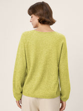 Load image into Gallery viewer, Mongolian Cashmere & Mulberry Silk Seamless Ribbed Trim V-Neck Sweater TESSA