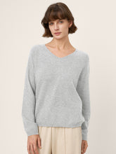 Load image into Gallery viewer, Mongolian Cashmere & Mulberry Silk Seamless Ribbed Trim V-Neck Sweater TESSA