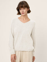 Load image into Gallery viewer, Mongolian Cashmere & Mulberry Silk Seamless Ribbed Trim V-Neck Sweater TESSA