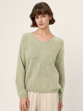 Load image into Gallery viewer, Mongolian Cashmere & Mulberry Silk Seamless Ribbed Trim V-Neck Sweater TESSA