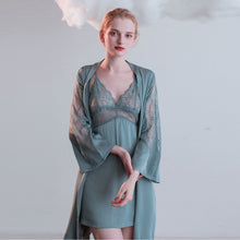 Load image into Gallery viewer, Luxurious Lace Satin Bridal Lingerie Set with Nightgown & Robe - 7 Colors Next Day Shipping