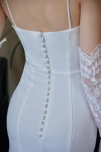 Load image into Gallery viewer, Greece Goddess Spaghetti-straps Stretchy Satin wedding dress small train little white dress