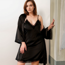 Load image into Gallery viewer, Minimalist Pink & Black Lace Silky Lingerie Set - Sizes S to 6XL