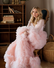 Load image into Gallery viewer, Tulle Ruffled Sleeves Fringe Multi-Color Custom Robe Dress for Theme Photo Shoot